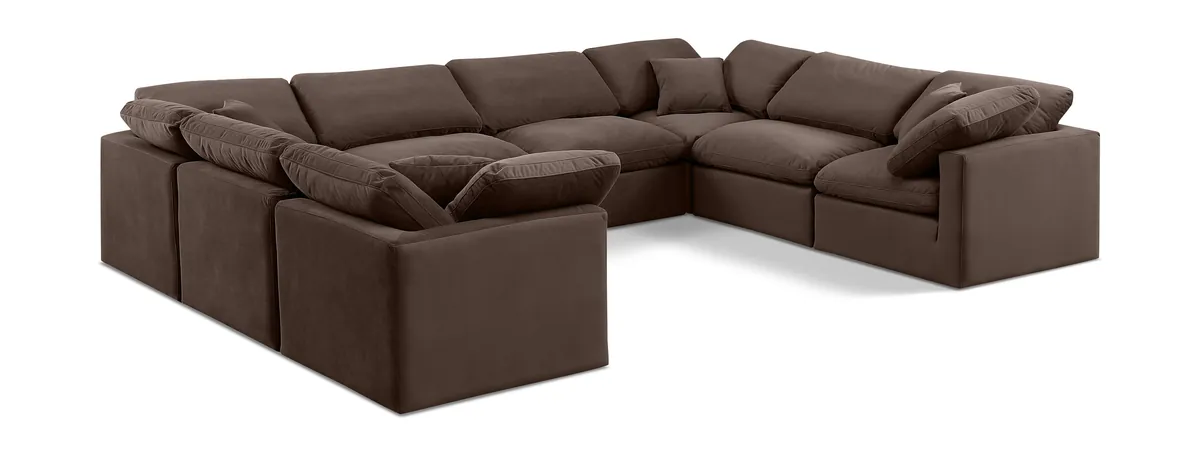 Indulge - Velvet 8 Piece Modular Sectional - Brown