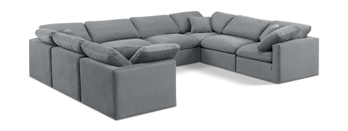 Indulge - Velvet 8 Piece Modular Sectional - Dark Gray