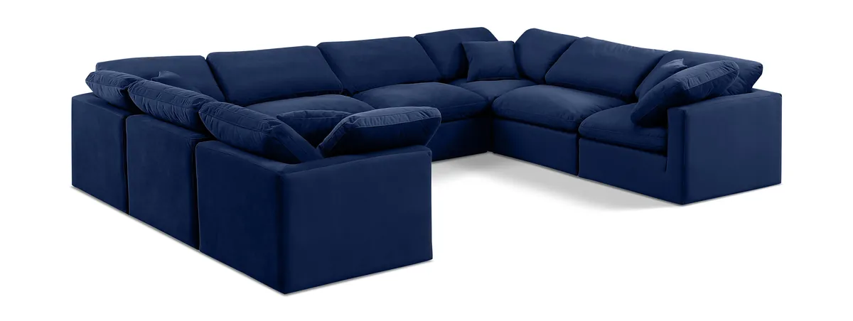 Indulge - Velvet 8 Piece Modular Sectional - Blue
