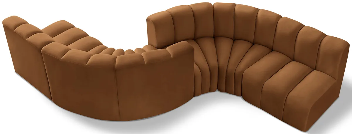 Arc - Velvet 6 Piece Modular Sofa - Saddle