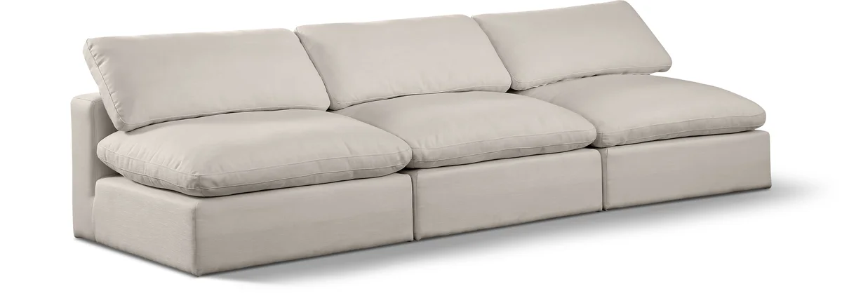 Comfy - Linen Modular Armless Sofa 3 Seats - Ivory