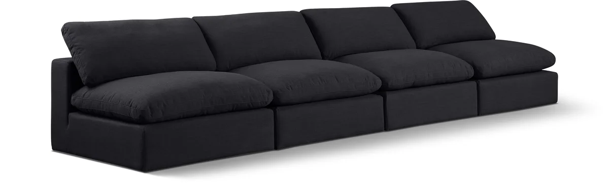 Comfy - Linen Modular Armless Sofa 4 Seats - Charcoal