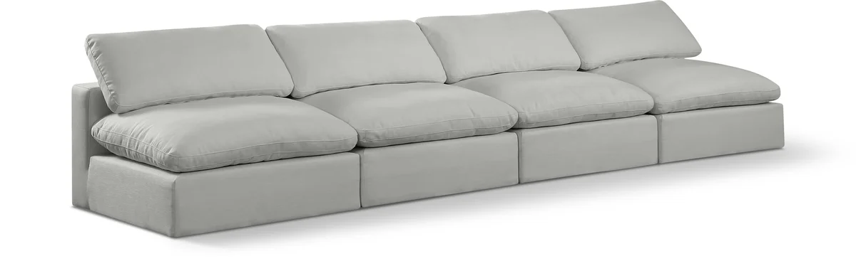 Comfy - Linen Modular Armless Sofa 4 Seats - Gray