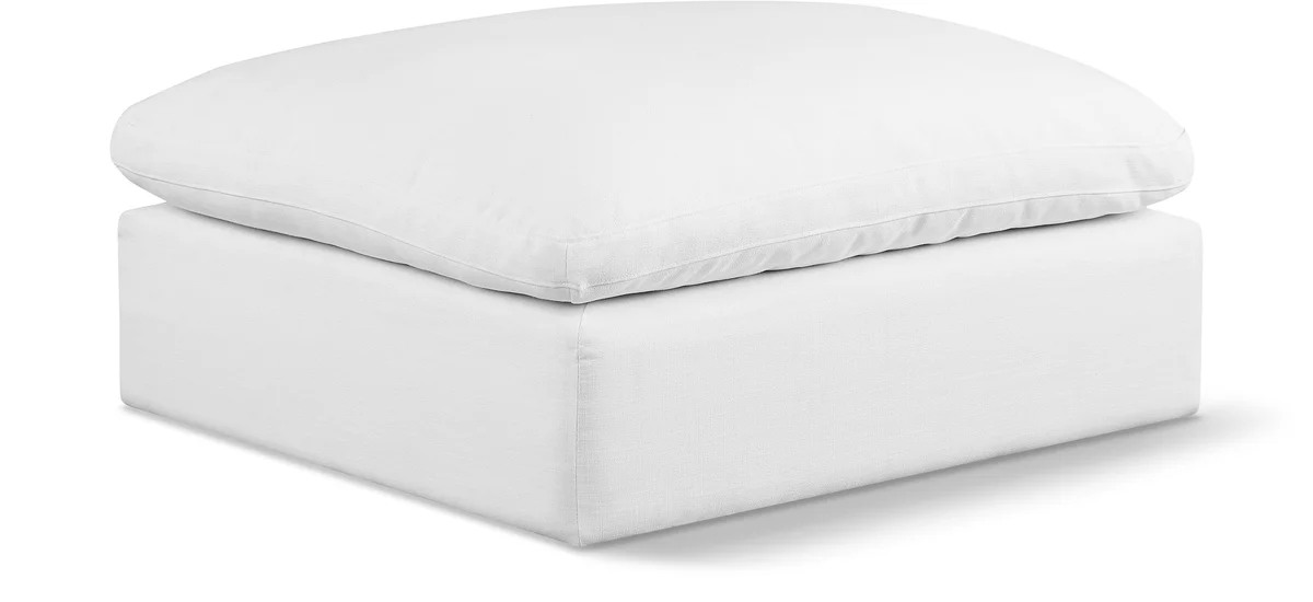 Comfy - Linen Ottoman - White