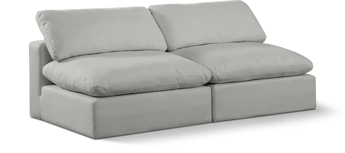 Comfy - Linen Modular Armless Sofa 2 Seats - Gray