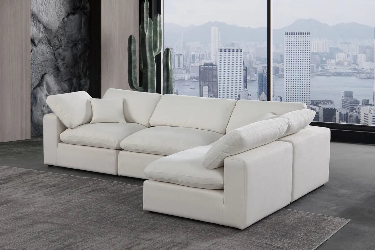 Comfy - 4 Piece Linen Fabric Modular Armless Sectional - Light Gray - View 2