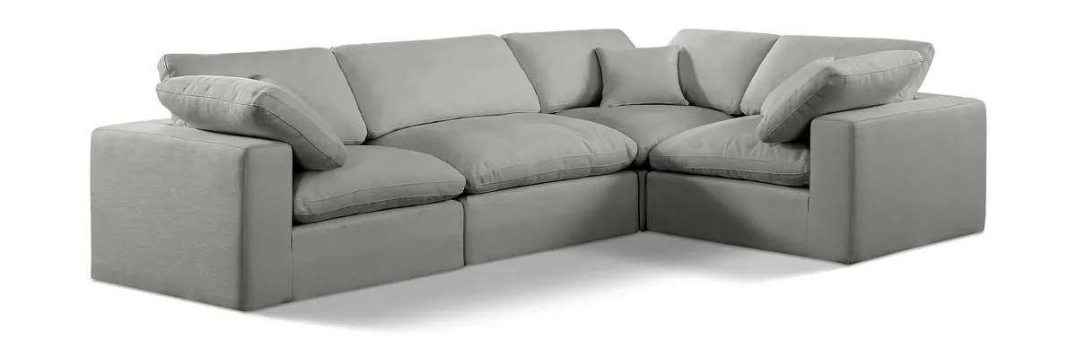 Comfy - 4 Piece Linen Fabric Modular Sectional - Gray