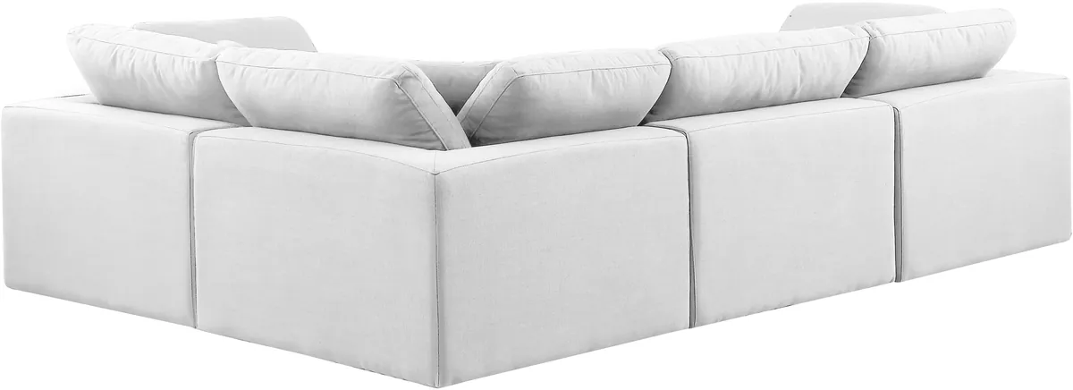 Comfy - 4 Piece Linen Fabric Modular Sectional - Off White - View 2