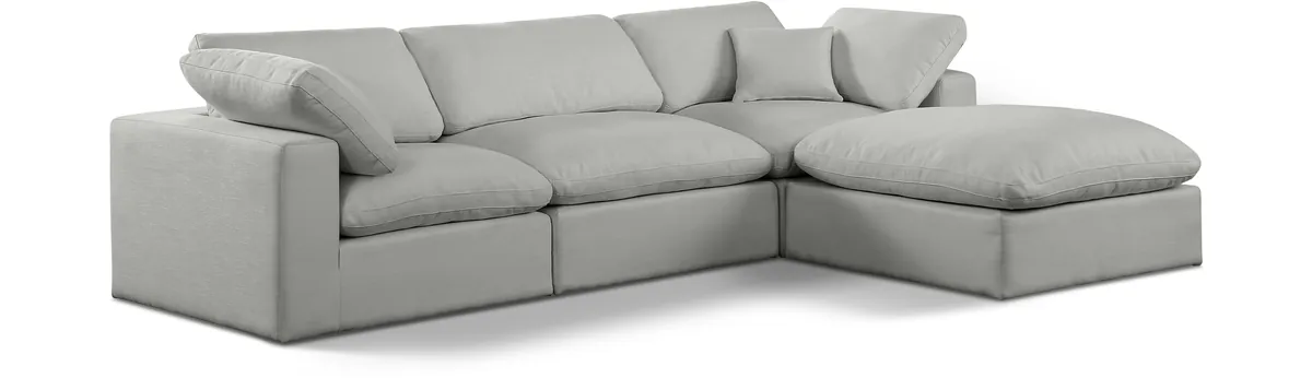 Comfy - 4 Piece Linen Fabric Modular Sectional With Chaise - Gray