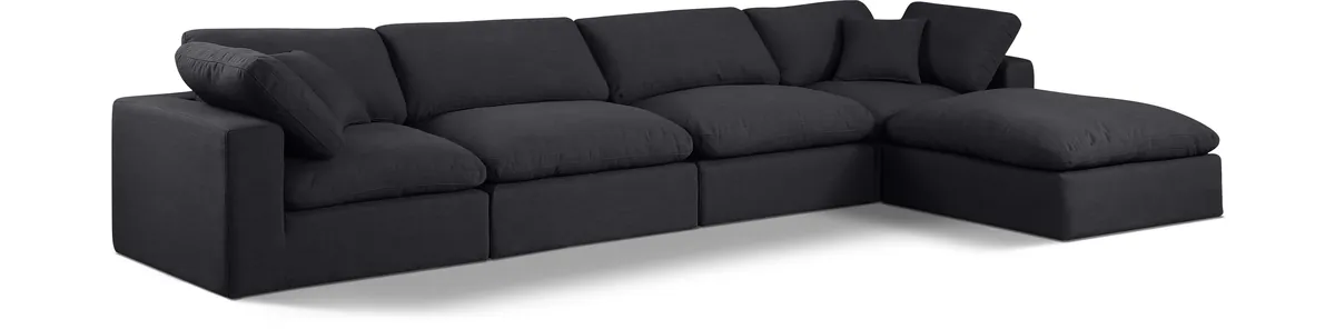 Comfy - 5 Piece Linen Modular Sectional With Chaise - Charcoal