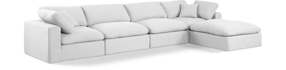 Comfy - 5 Piece Linen Modular Sectional With Chaise - Off White