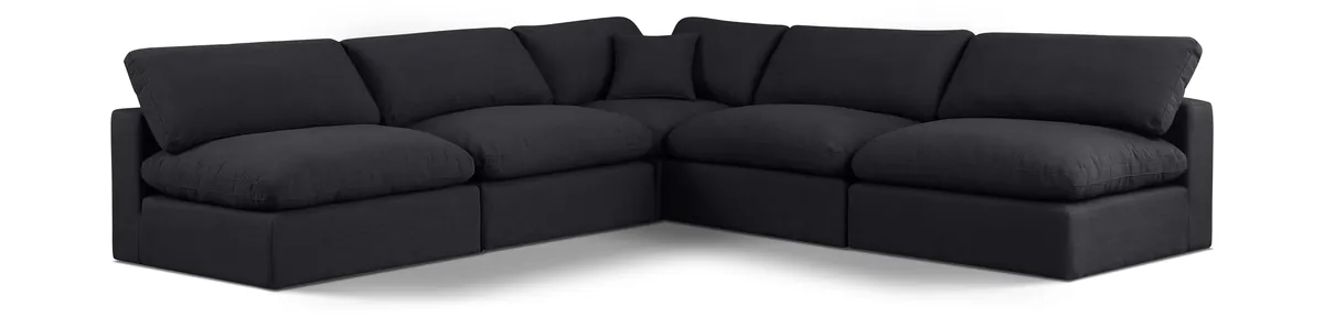 Comfy - 5 Piece Linen Modular Corner Armless Sectional - Charcoal