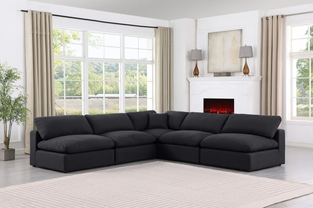 Comfy - 5 Piece Linen Modular Corner Armless Sectional - Charcoal - View 2