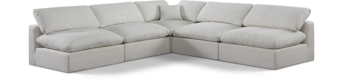 Comfy - 5 Piece Linen Modular Corner Armless Sectional - Light Gray