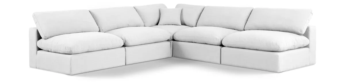 Comfy - 5 Piece Linen Modular Corner Armless Sectional - Off White
