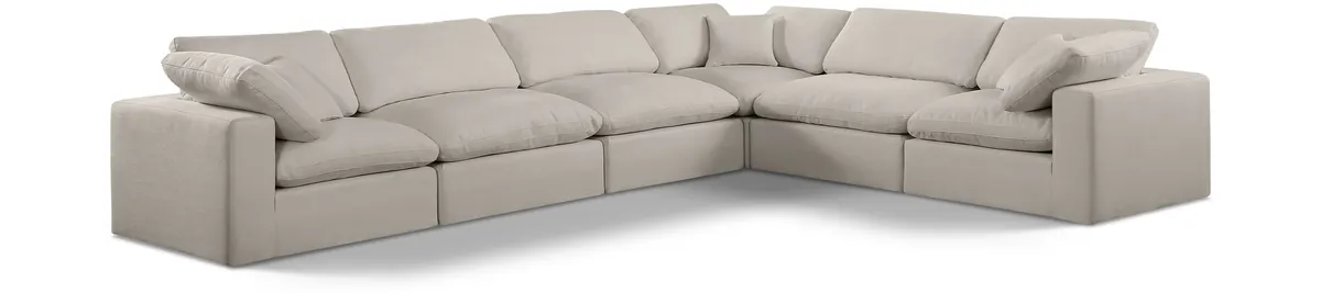 Comfy - 6 Piece Linen Modular Corner Sectional - Beige