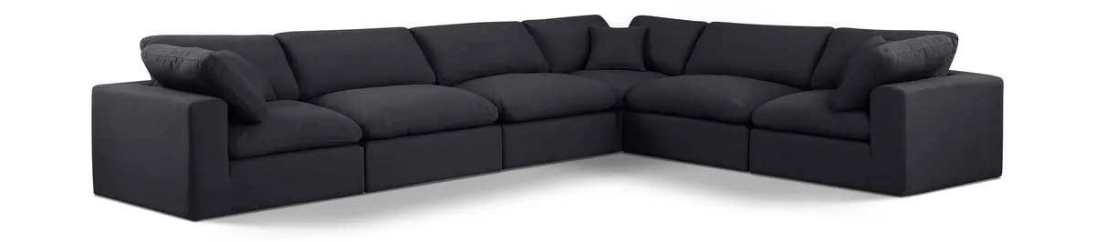 Comfy - 6 Piece Linen Modular Corner Sectional - Charcoal