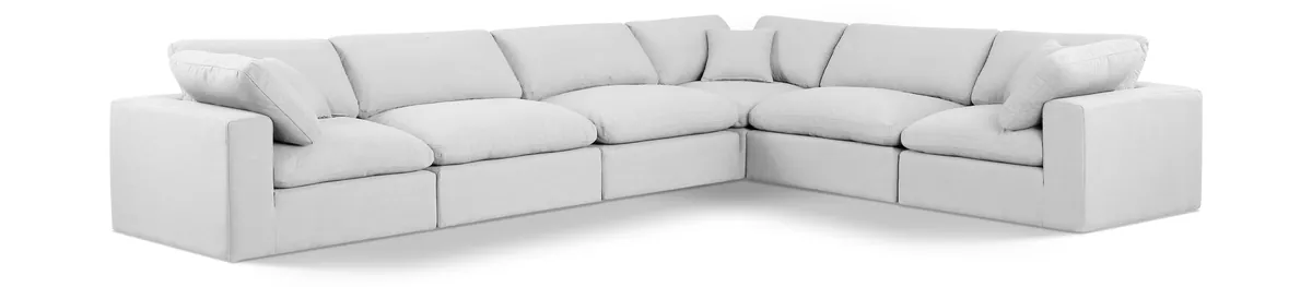 Comfy - 6 Piece Linen Modular Corner Sectional - Off White