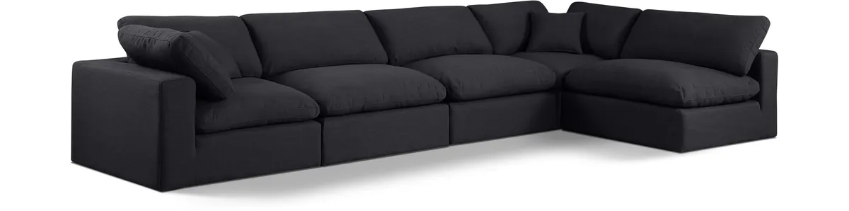 Comfy - 5 Piece Linen Modular Sectional - Charcoal