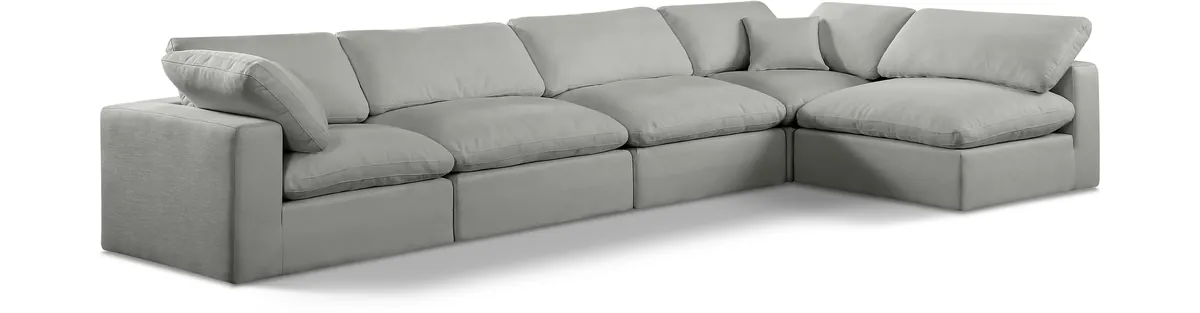 Comfy - 5 Piece Linen Modular Sectional - Gray