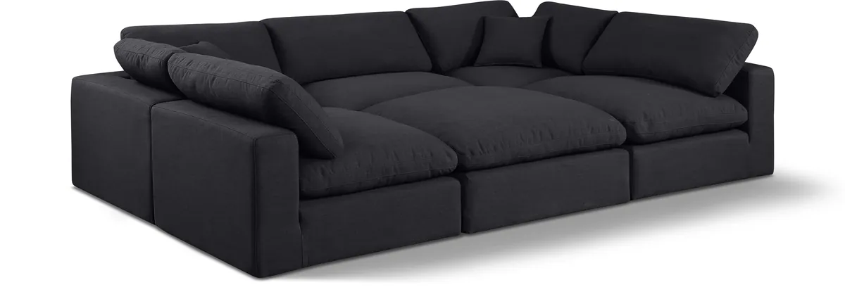 Comfy - 6 Piece Linen Sectional - Charcoal