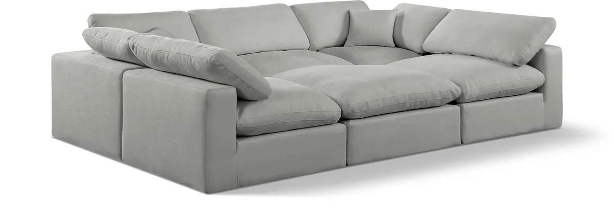 Comfy - 6 Piece Linen Sectional - Gray