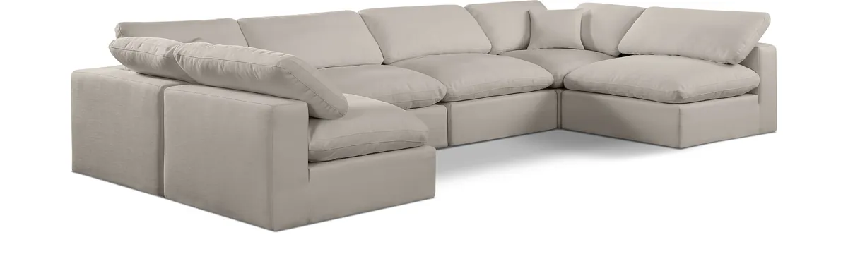 Comfy - 6 Piece Linen Modular Armless Sectional - Beige