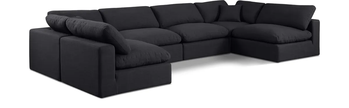 Comfy - 6 Piece Linen Modular Armless Sectional - Charcoal