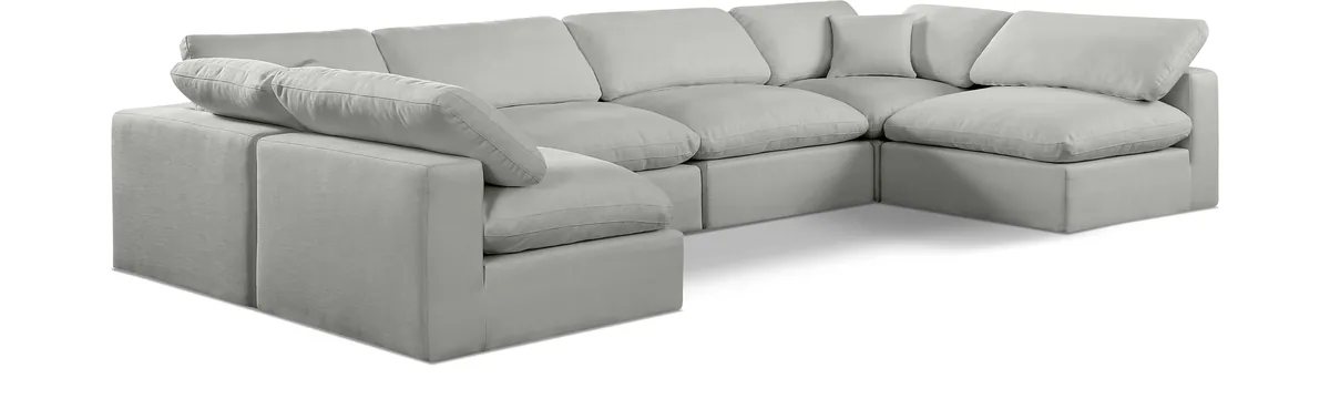 Comfy - 6 Piece Linen Modular Armless Sectional - Gray