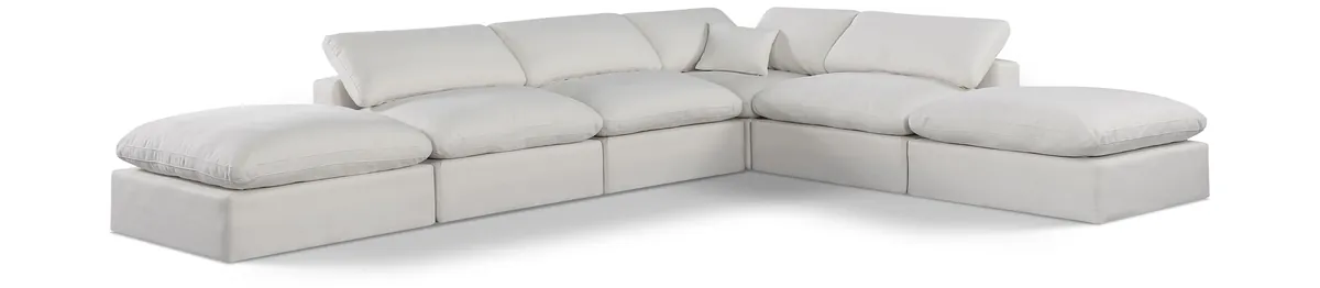 Comfy - 6 Piece Linen Modular Sectional - Light Gray