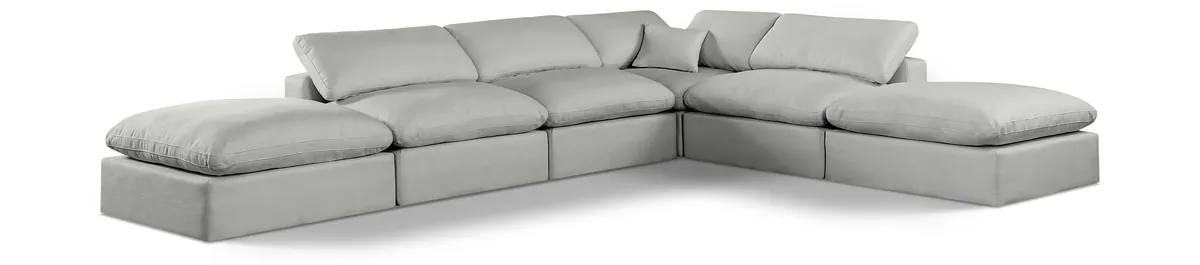 Comfy - 6 Piece Linen Modular Sectional - Gray