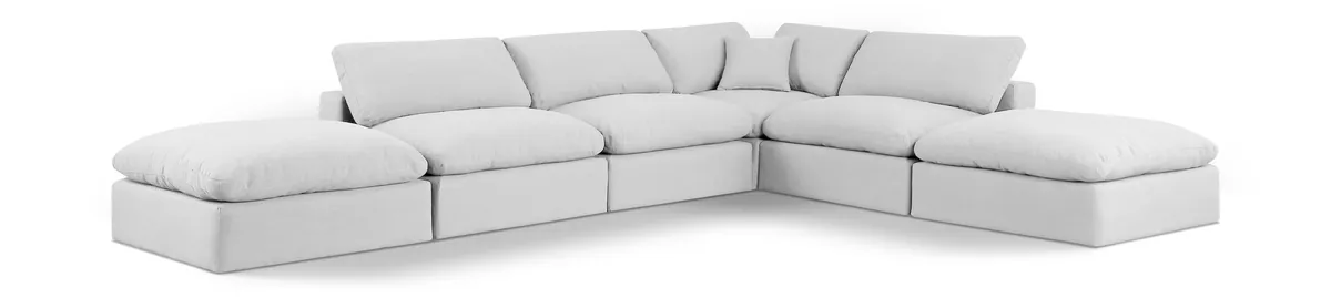 Comfy - 6 Piece Linen Modular Sectional - Off White