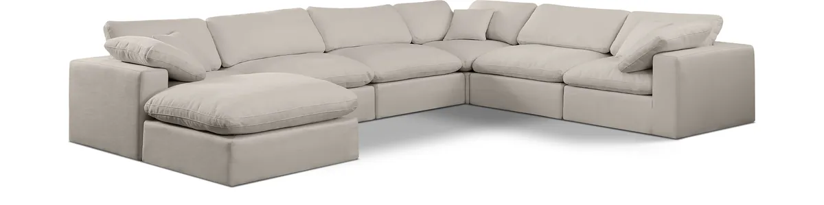Comfy - 7 Piece Linen Modular Sectional With Chaise - Beige