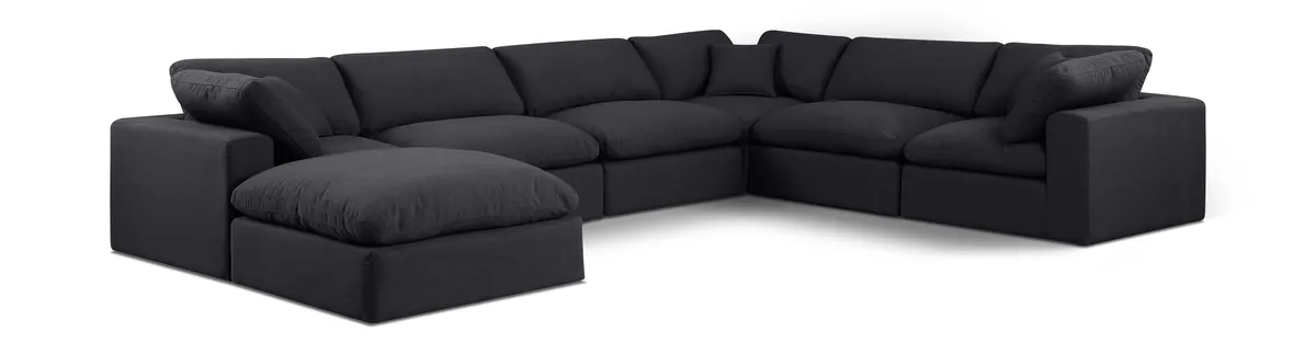 Comfy - 7 Piece Linen Modular Sectional With Chaise - Charcoal