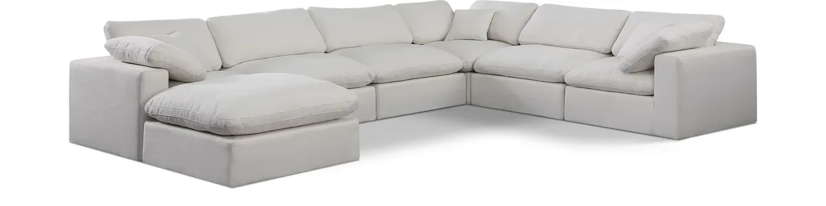 Comfy - 7 Piece Linen Modular Sectional With Chaise - Light Gray