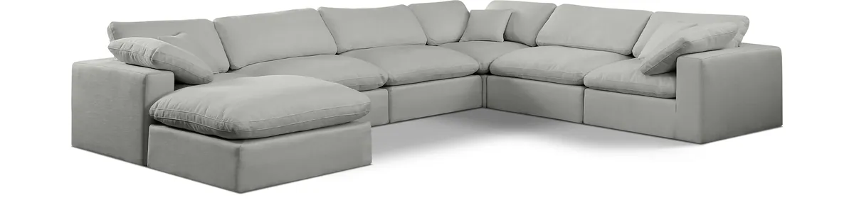 Comfy - 7 Piece Linen Modular Sectional With Chaise - Gray