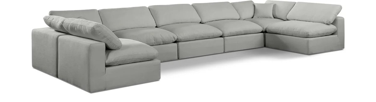 Comfy - 7 Piece Linen Modular Armless Sectional - Gray