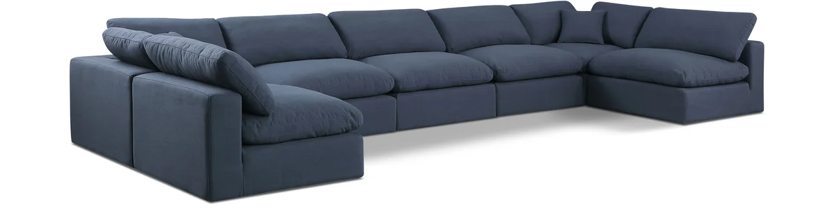 Comfy - 7 Piece Linen Modular Armless Sectional - Blue