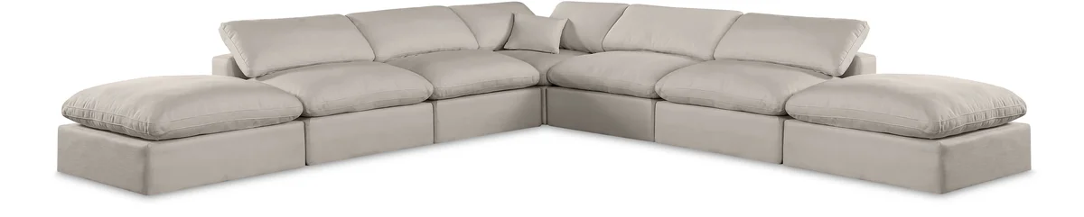 Comfy - 7 Piece Linen Modular Corner Sectional - Beige
