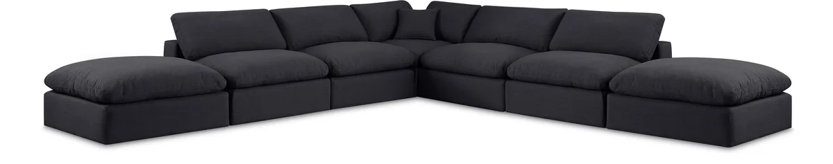 Comfy - 7 Piece Linen Modular Corner Sectional - Charcoal
