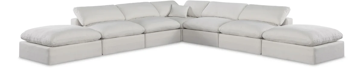 Comfy - 7 Piece Linen Modular Corner Sectional - Light Gray