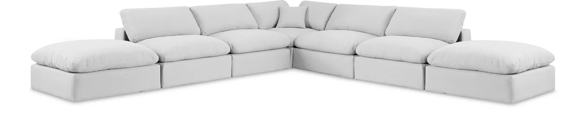 Comfy - 7 Piece Linen Modular Corner Sectional - Off White