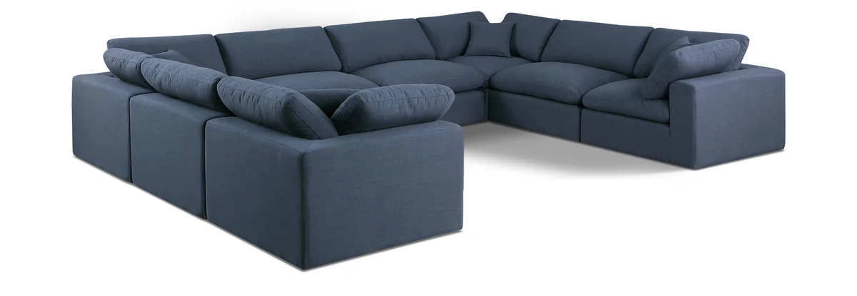 Comfy - 8 Piece Linen Modular Sectional - Blue