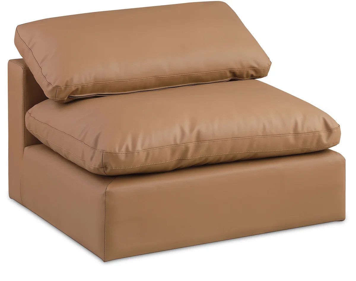 Comfy - Faux Leather Armless Chair - Cognac