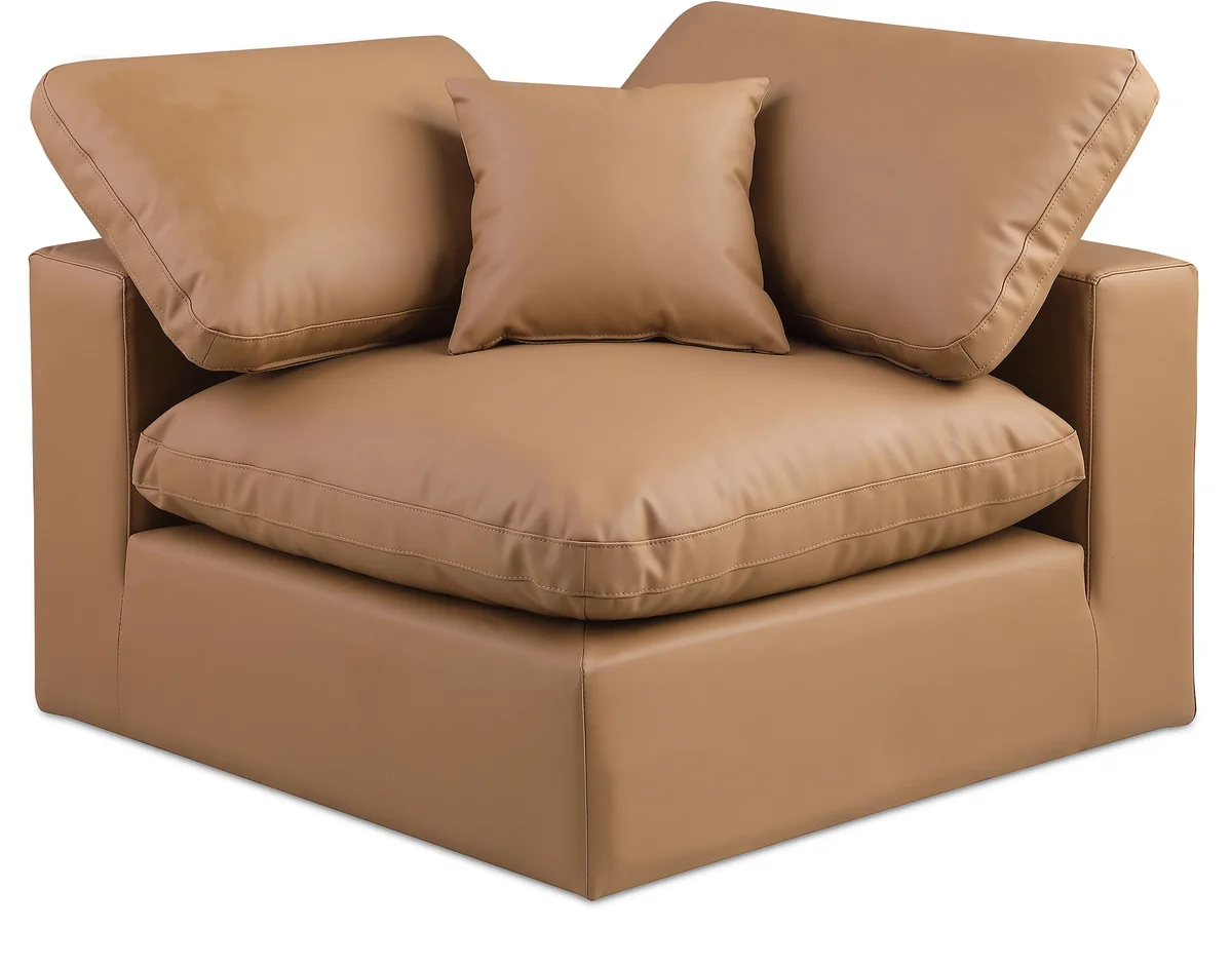 Comfy - Faux Leather Corner Chair - Cognac