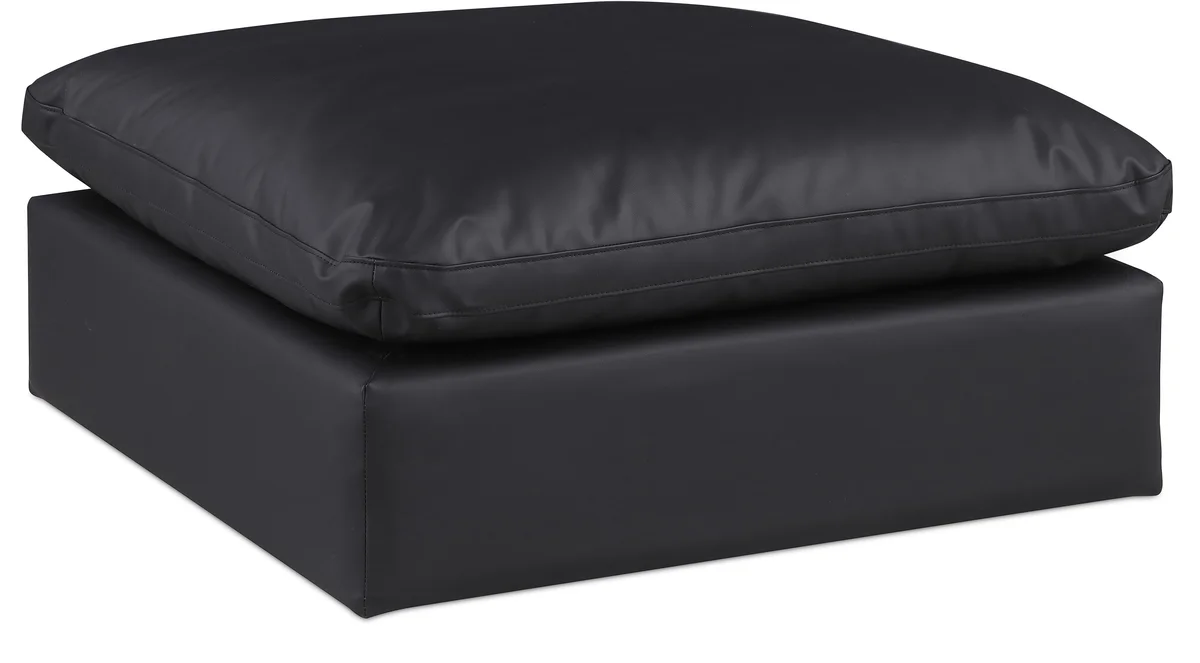 Comfy - Faux Leather Ottoman - Black