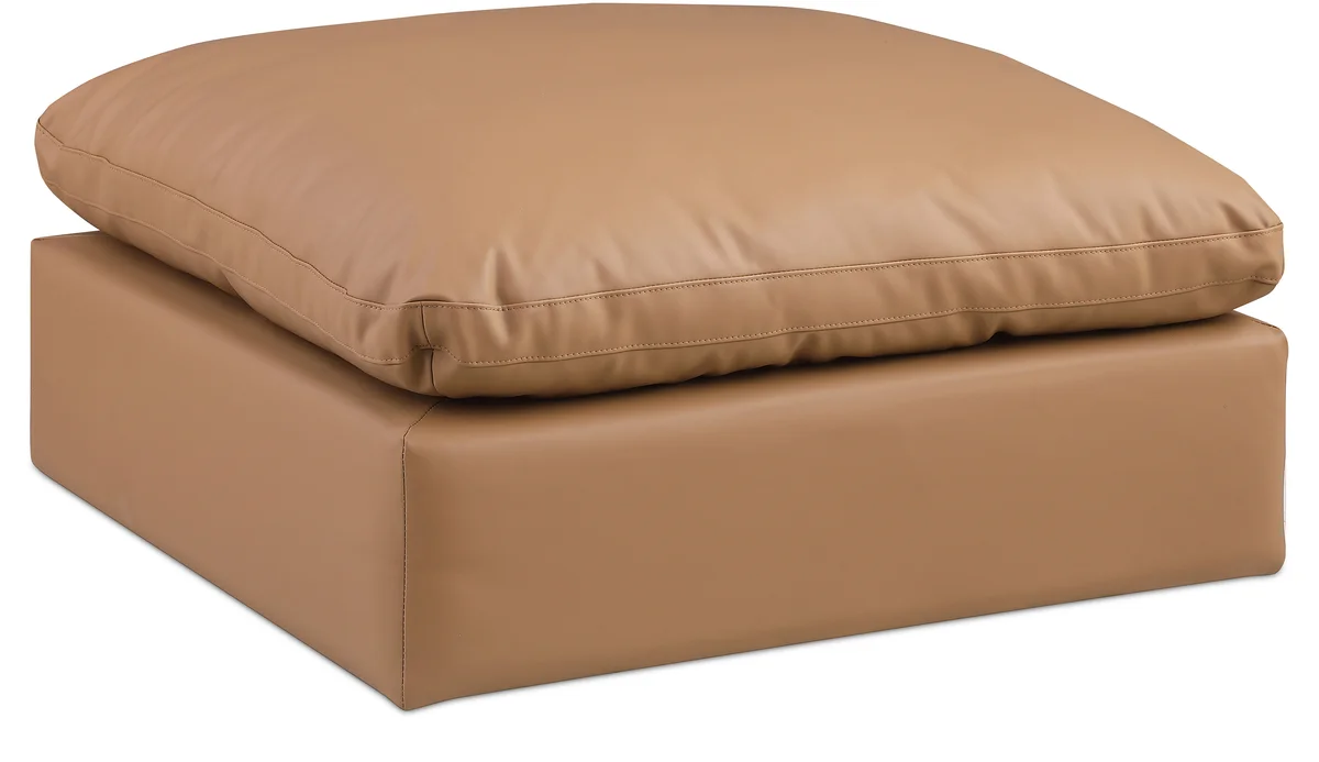 Comfy - Faux Leather Ottoman - Cognac