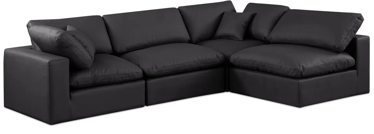 Comfy - 4 Piece Faux Leather Modular Armless Sectional - Charcoal