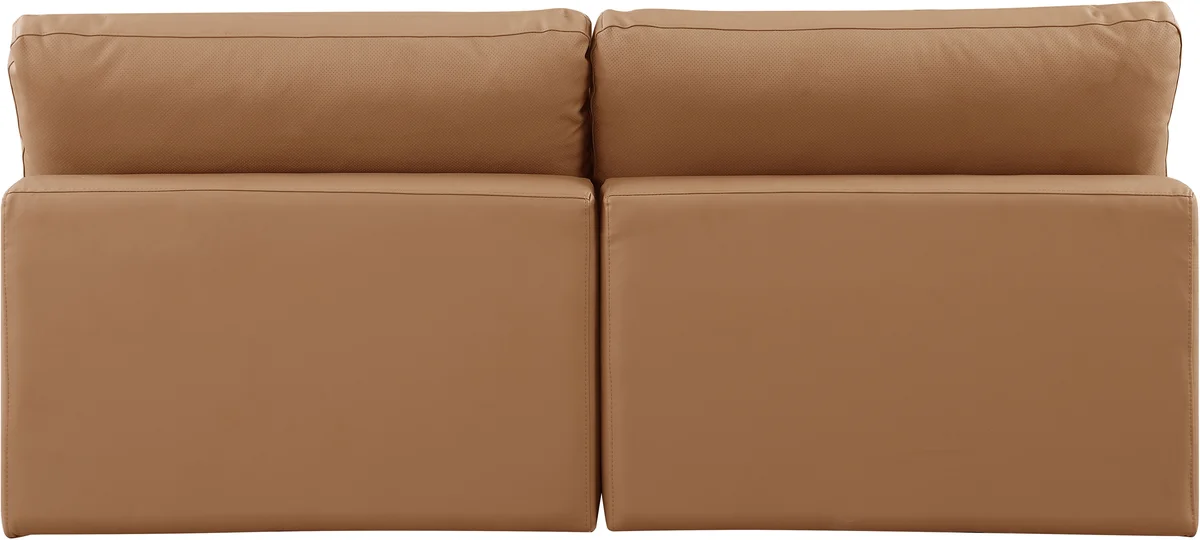 Comfy - Faux Leather Modular Armless Sofa 2 Seats - Cognac - View 2