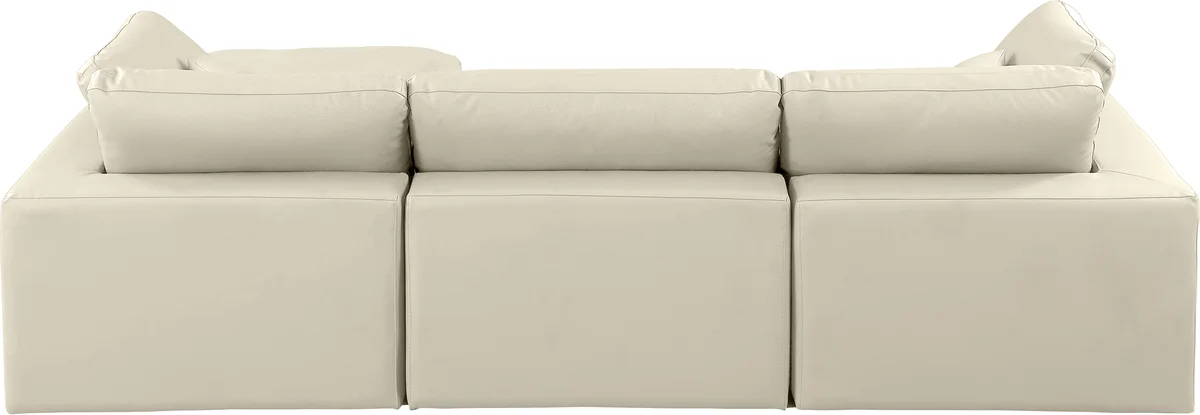 Comfy - 4 Piece Faux Leather Modular Sectional With Chaise - Cream - View 2